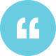 Blue circle with white quotation marks.