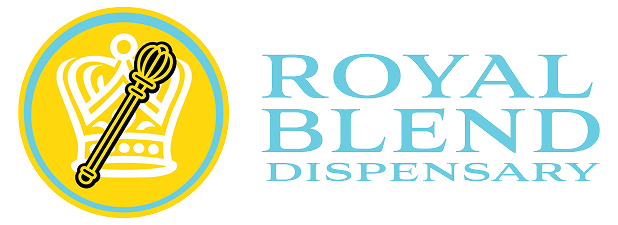 Royal Blend Dispensary logo with crown.